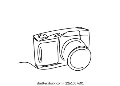 Continuous line art or One Line Drawing of a camera
linear style and Hand drawn vector illustrations, outline