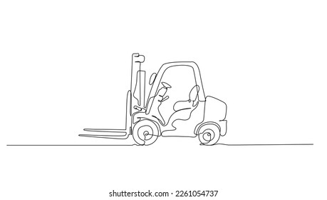 Continuous line art or One Line drawing of Forklift for vector illustration, business transportation. heavy equipment vehicle construction concept. graphic design modern continuous line drawing