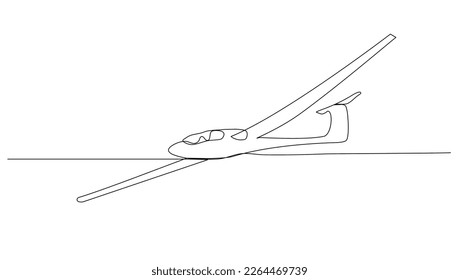 Continuous line art or One Line drawing Air gliding for vector illustration, extreme sports. graphic design modern continuous line drawing