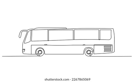 Continuous line art or One Line drawing bus for vector illustration, public transportation. bus traveling concept. graphic design modern continuous line drawing