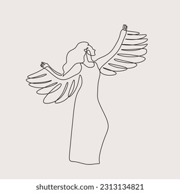 Continuous line art or One Line Drawing of a woman stretching arms is relaxing picture vector illustration