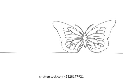 Continuous line art or One Line Drawing of butterfly picture vector illustration