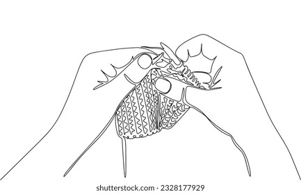 Continuous line art or One Line Drawing of knitting picture vector illustration