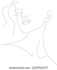 Continuous line art or One Line Drawing of a woman stretching arms is relaxing picture vector illustration