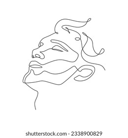 Arte de línea continua o Dibujo de una línea de un hombre cerrando los ojos es ilustración de vector relajante