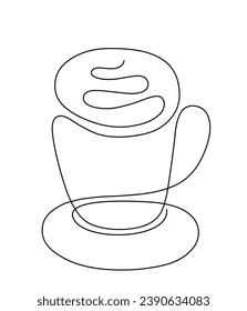 Continuous line art or One Line Drawing of coffee. Coffees cup shop concept.