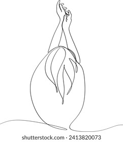 Continuous line art or One Line Drawing of a woman stretching arms is relaxing picture vector illustration