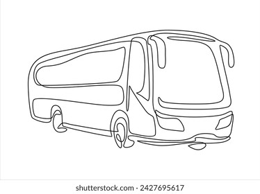 Continuous line art or One Line drawing bus for vector illustration, public transportation. bus traveling concept. graphic design modern continuous line drawing