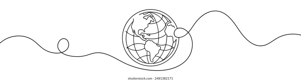 Línea continua o dibujo de una línea de Vector global sobre fondo blanco.
