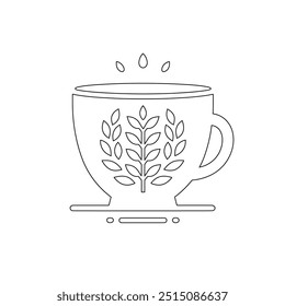 Dibujo de línea continua o una línea Dibujo de café caliente y humo, Una taza de café concepto de dibujo, taza de café línea continua Ilustración vectorial