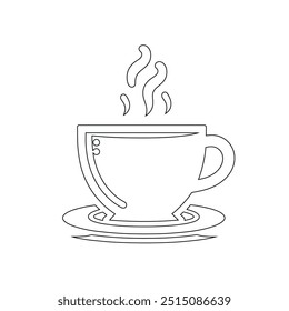 Dibujo de línea continua o una línea Dibujo de café caliente y humo, Una taza de café concepto de dibujo, taza de café línea continua Ilustración vectorial