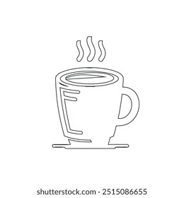 Dibujo de línea continua o una línea Dibujo de café caliente y humo, Una taza de café concepto de dibujo, taza de café línea continua Ilustración vectorial