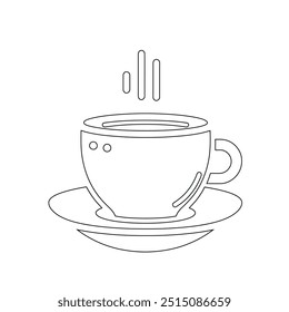 Dibujo de línea continua o una línea Dibujo de café caliente y humo, Una taza de café concepto de dibujo, taza de café línea continua Ilustración vectorial