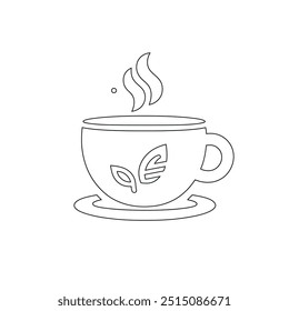 Dibujo de línea continua o una línea Dibujo de café caliente y humo, Una taza de café concepto de dibujo, taza de café línea continua Ilustración vectorial