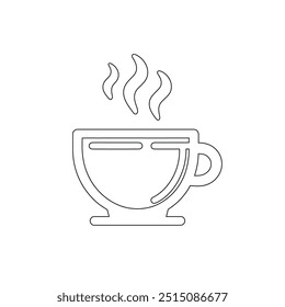 Dibujo de línea continua o una línea Dibujo de café caliente y humo, Una taza de café concepto de dibujo, taza de café línea continua Ilustración vectorial