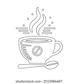 Dibujo de línea continua o una línea Dibujo de café caliente y humo, Una taza de café concepto de dibujo, taza de café línea continua Ilustración vectorial