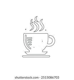 Dibujo de línea continua o una línea Dibujo de café caliente y humo, Una taza de café concepto de dibujo, taza de café línea continua Ilustración vectorial