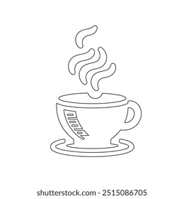 Dibujo de línea continua o una línea Dibujo de café caliente y humo, Una taza de café concepto de dibujo, taza de café línea continua Ilustración vectorial