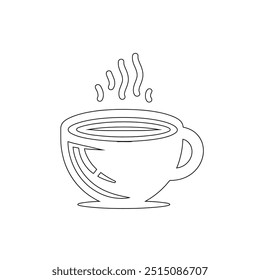 Dibujo de línea continua o una línea Dibujo de café caliente y humo, Una taza de café concepto de dibujo, taza de café línea continua Ilustración vectorial