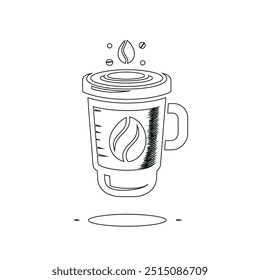 Arte de linha contínua ou desenho de uma linha de café quente e fumaça, Uma xícara de conceito de desenho de café, Xícara de café ilustração vetor de linha contínua