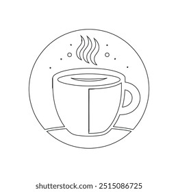 Dibujo de línea continua o una línea Dibujo de café caliente y humo, Una taza de café concepto de dibujo, taza de café línea continua Ilustración vectorial