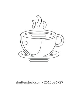 Dibujo de línea continua o una línea Dibujo de café caliente y humo, Una taza de café concepto de dibujo, taza de café línea continua Ilustración vectorial