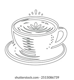 Dibujo de línea continua o una línea Dibujo de café caliente y humo, Una taza de café concepto de dibujo, taza de café línea continua Ilustración vectorial