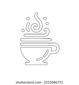 Dibujo de línea continua o una línea Dibujo de café caliente y humo, Una taza de café concepto de dibujo, taza de café línea continua Ilustración vectorial