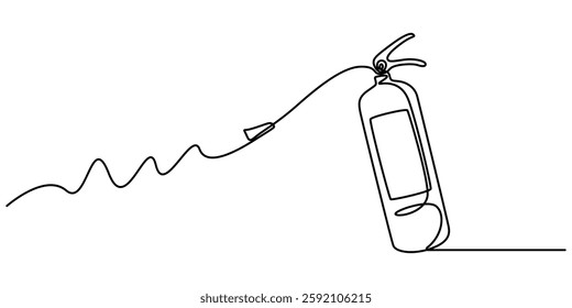 Continuous line art or One Line Drawing of fire extinguisher picture vector illustration, One Line Drawing of a Fire Extinguisher Tank, Illustrating Safety Equipment in a Minimalist Design, on a white