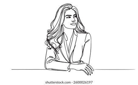 Continuous line art or One Line Drawing of a woman stretching arms is relaxing picture vector illustration