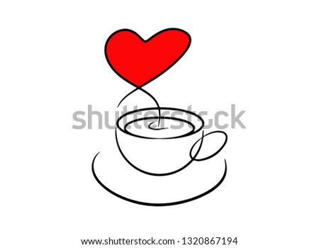 Continuous line art or One Line Drawing of coffee,warm. and Coffees cup  shop concept