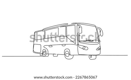 Continuous line art or One Line drawing bus for vector illustration, public transportation. bus traveling concept. graphic design modern continuous line drawing