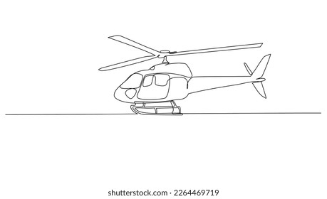 Continuous line art or One Line Helicopter drawing for vector illustration, business transportation. transportation in the air. graphic design modern continuous line drawing