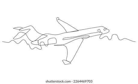 Continuous line art or One Line Jet Plane drawing for vector illustration, business transportation. transportation in the air. graphic design modern continuous line drawing