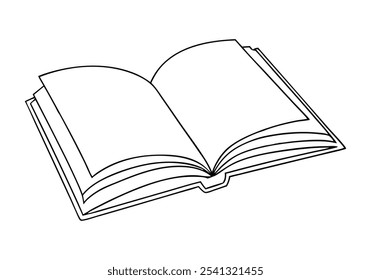 Continuous Line Art of an Open Book – Minimalist Illustration for Reading and Knowledge Themes