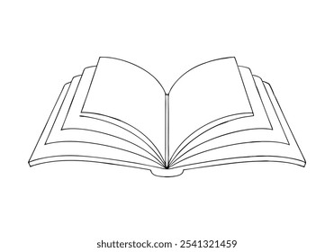 Linha de Arte Contínua de um Livro Aberto - Ilustração Minimalista para Leitura e Temas de Conhecimento