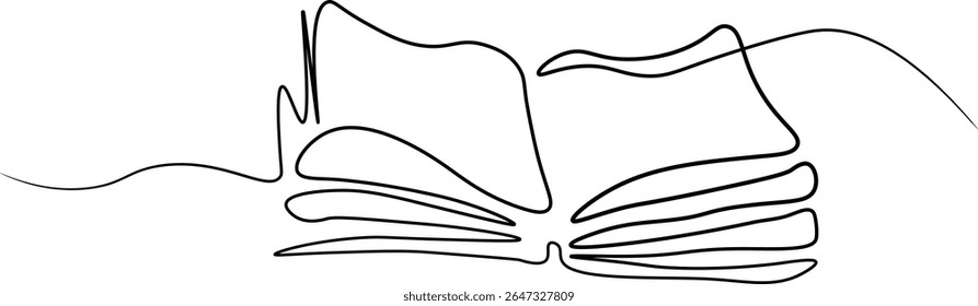 Continuous Line Art of an Open Book