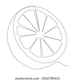 Continuous line art of Orange Fruit.