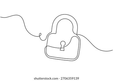 Linha contínua arte de um cadeado, simbolizando segurança e proteção. ilustração