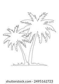 continuous line art of Palm Tree.