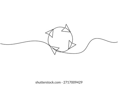 Continuous Line Art of Paper Planes Flying in a Circle Global Connection