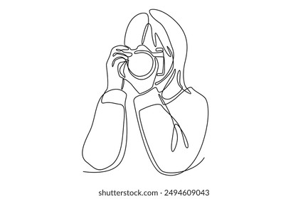 continuous line art of photographer vector illustration