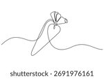 Continuous Line Art of a Piping Bag Decorating Pastries, Continuous Line Drawing of a Pastry Piping Bag,continuous one line art drawing of Piping Bags