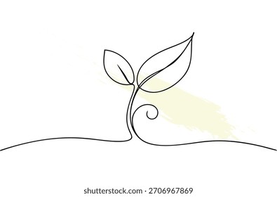 Línea continua de una planta con diseño de dos hojas