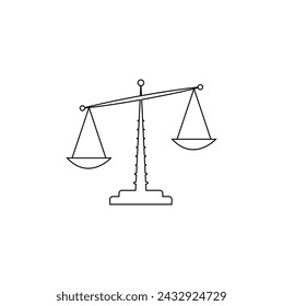 Continuous line art poster design. Justice balance scale and hammer. vector art. Social protection for down trodden sector of society.