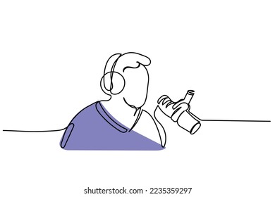 Continuous line art poster or postcard design to celebrate radio day that is observed every year on 13th of february. Most trusted multimedia concept art. Radio journalism. Trusted audience. Speaker.