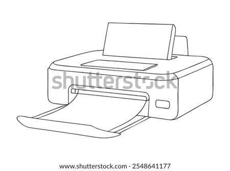 Continuous Line Art of Printer – Minimalist Office Equipment Illustration