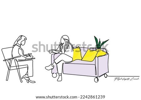 Continuous line art of psychologist or Counselor with teenage or adolescent preteen kids. Positive psychology. Mindset. Teenage problems and their solutions. School counselor facility. Mental health. 