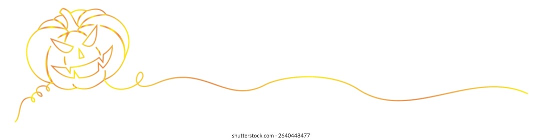 continuous line art pumpkin Halloween, vector decoration for Halloween day