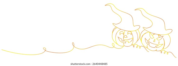 continuous line art pumpkin Halloween, vector decoration for Halloween day